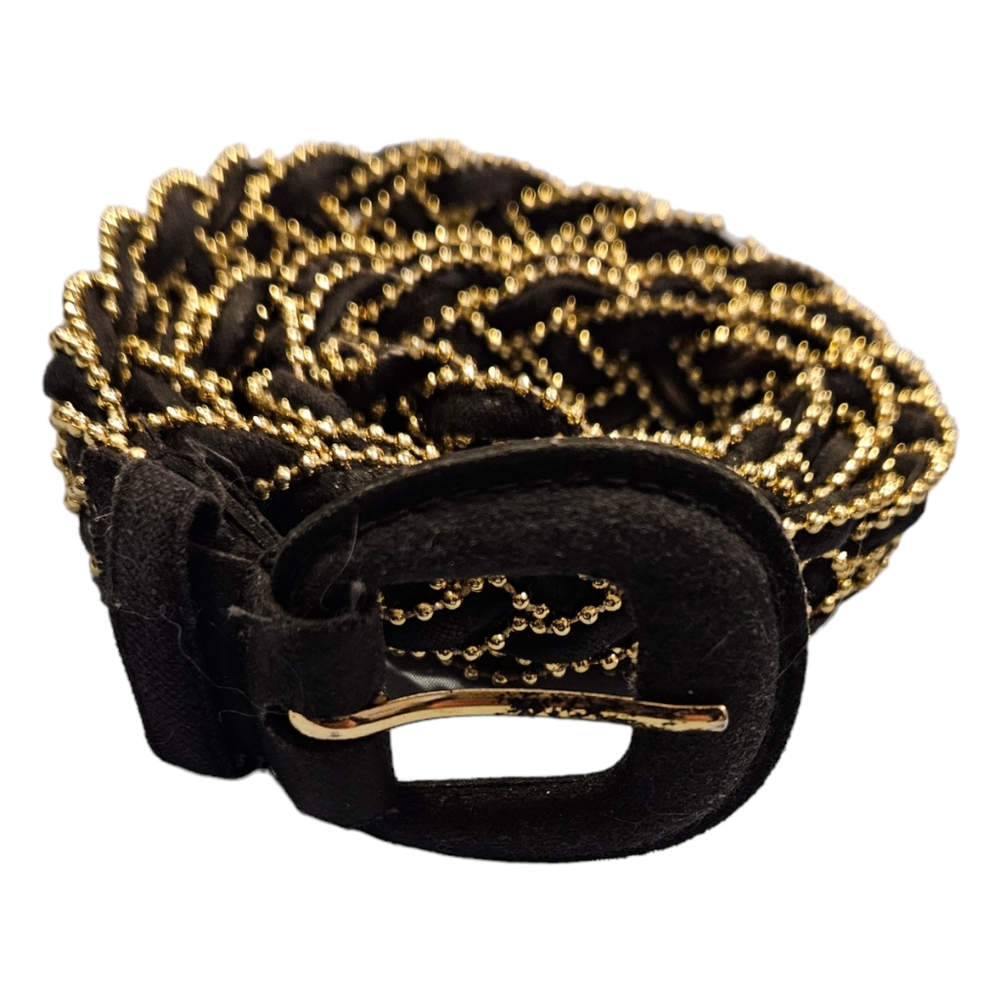 Vintage women's black and gold  braided belt